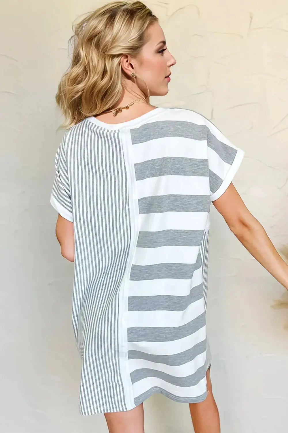 Double Take: Striped Mini T-Shirt Dress - Love Salve